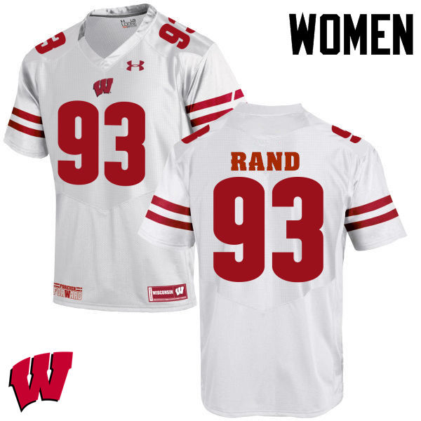Women Wisconsin Badgers #93 Garrett Rand College Football Jerseys-White